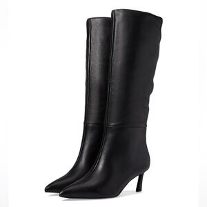 Steve Madden Lavan Knee High Stiletto Boots - Black Leather